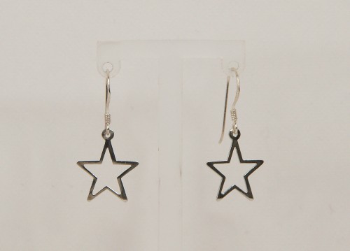 Sterling Silver Open Star Drop Earrings
